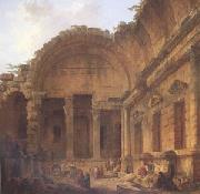 ROBERT, Hubert Interior of the Temple of Diana at Nimes (mk05) oil on canvas